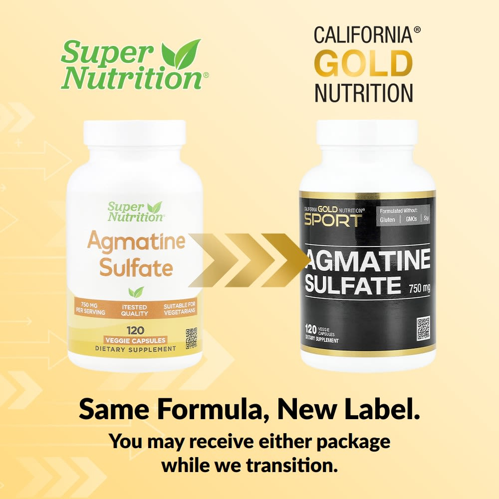 California Gold Nutrition, сульфат агматина, 750 мг, 120 растительных капсул