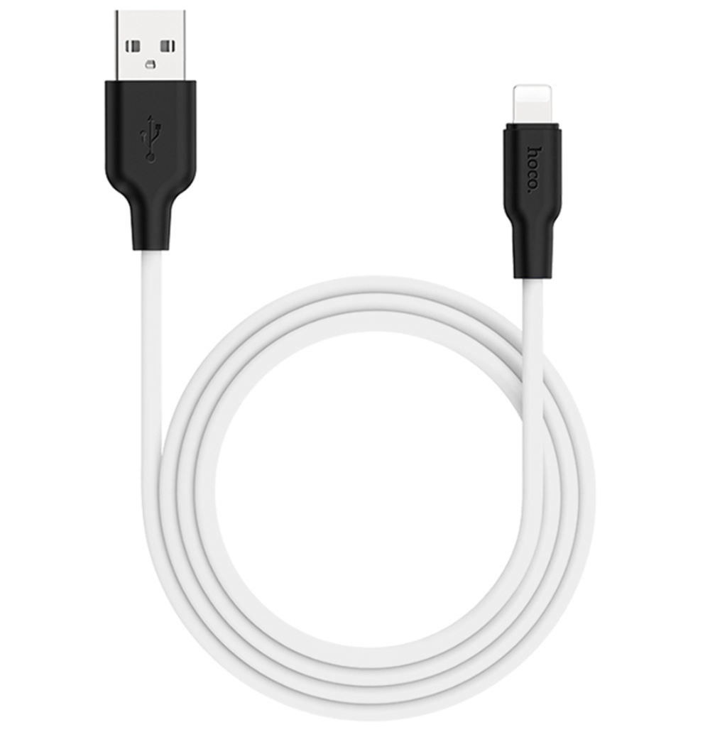 Usb Кабель-зарядка Lightning Hoco X21 Plus Silicone 2.4A 1м мягкий силиконовый белый