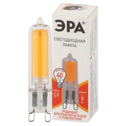 Лампа светодиодная ЭРА STD LED JCD-6W-GL-827-G9 6Вт капсула теплый белый свет G9 | Лампы cветодиодные Капсульные (G4, G9)
