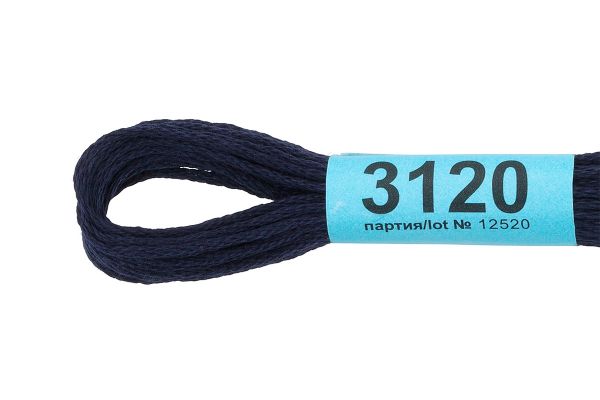 Мулине Gamma 100% хлопок, цв.3120 т.т.синий, 24 мотка по 8 метров