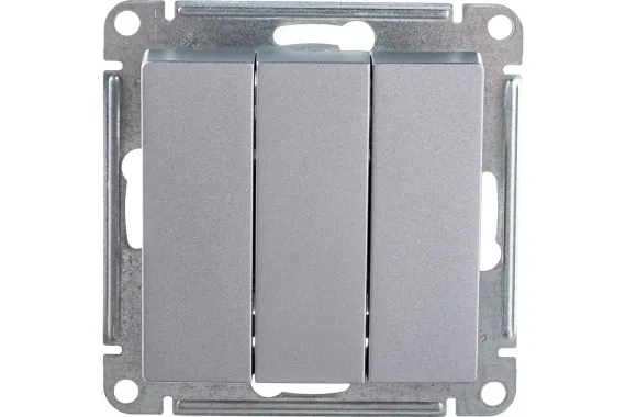 Выключатель Systeme Electric ATLASDESIGN 3-клавишный алюминий 36444