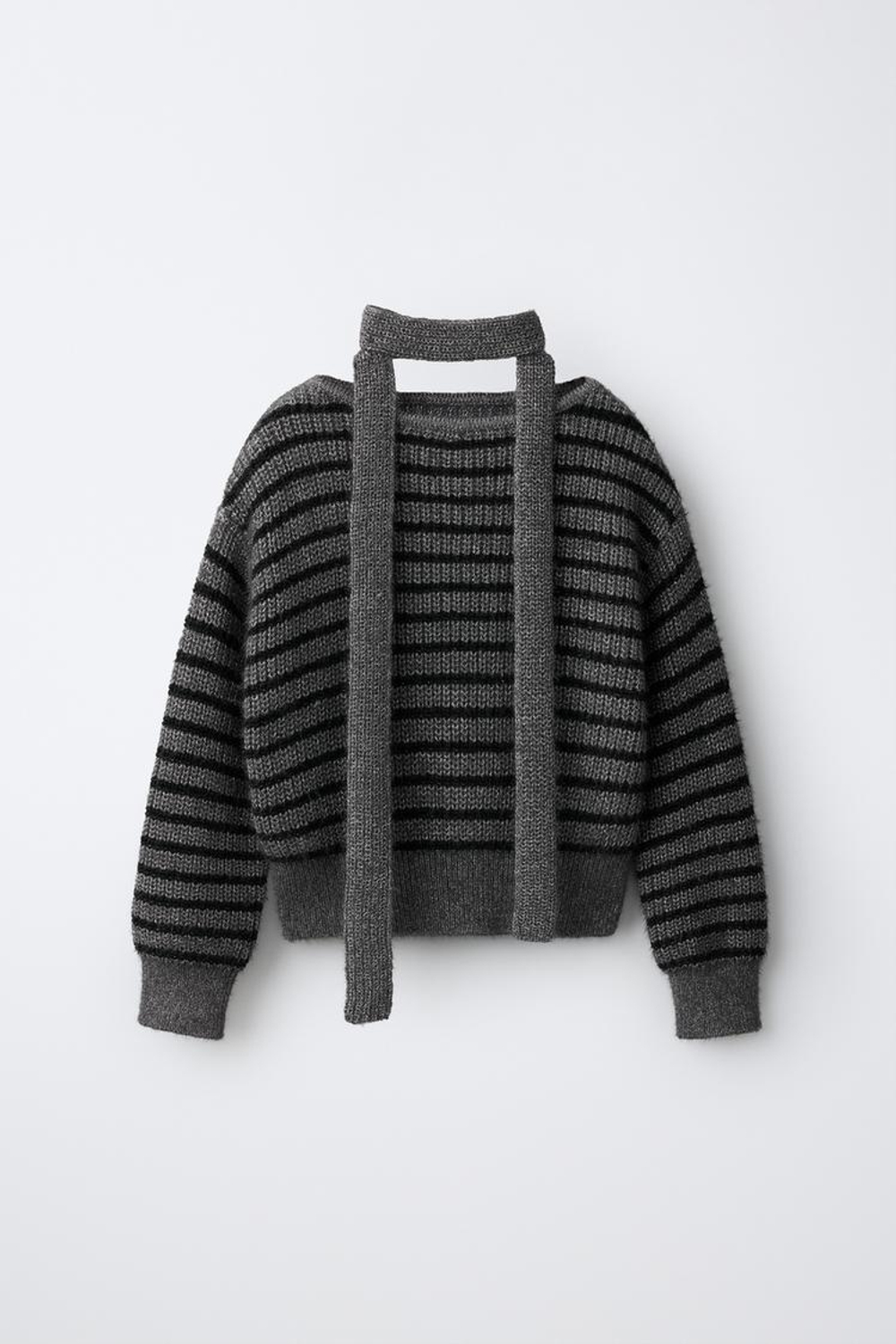 ZARA СВИТЕР С ЛЮРЕКСОМ И ШАРФОМ, ПОЛОСКИ