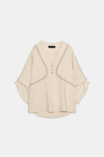 ЛЬНЯНАЯ РУБАШКА ОВЕРСАЙЗ С КОНТРАСТНОЙ ОТСТРОЧКОЙ — ZARA