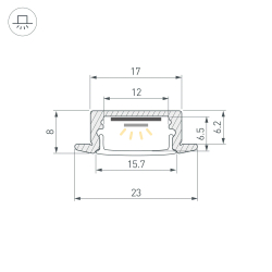 Профиль LINE-2308-F-2000 ANOD GOLD (Arlight, Алюминий) 039989