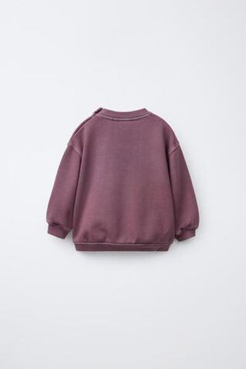ZARA ОДНОТОННАЯ ТОЛСТОВКА ИЗ КРАШЕНОЙ ТКАНИ, СЛИВОВЫЙ