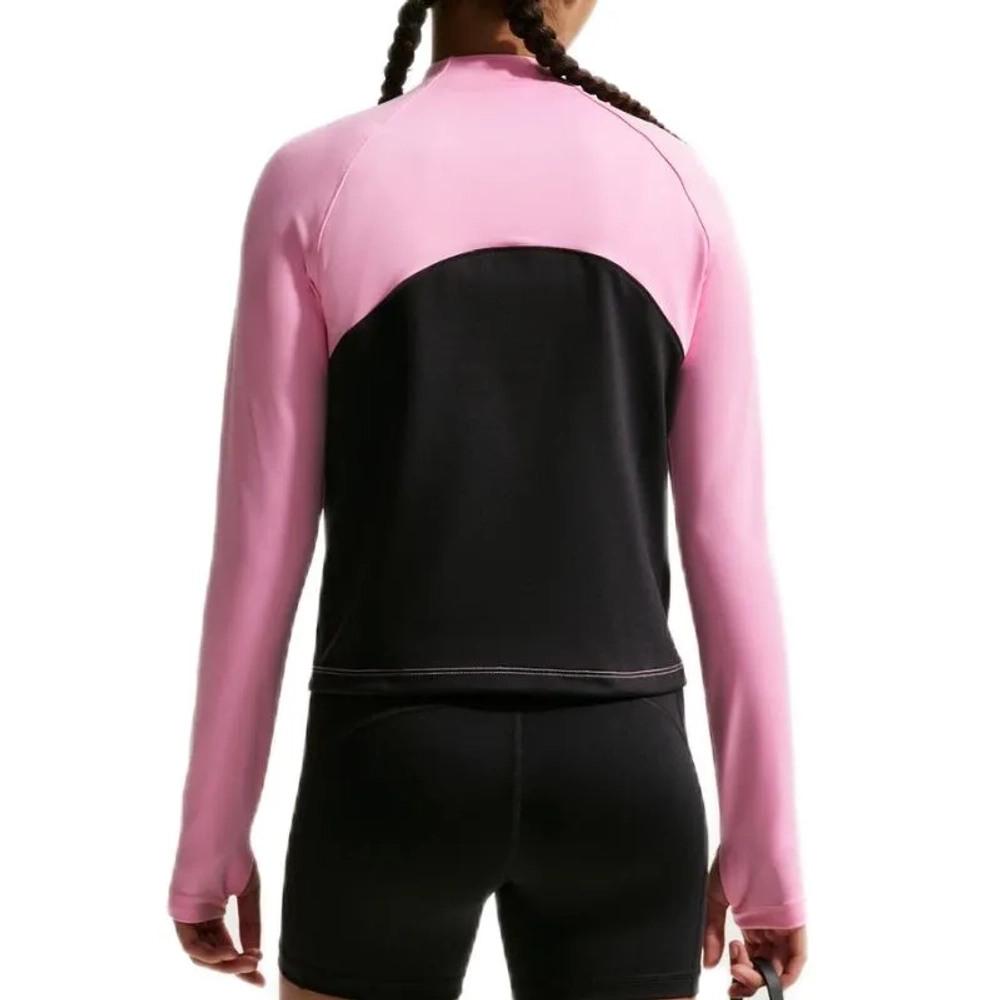 Футболка для девочки Nike Pro Dri-Fit Half Zip Long Sleeve - pink rise/black/white