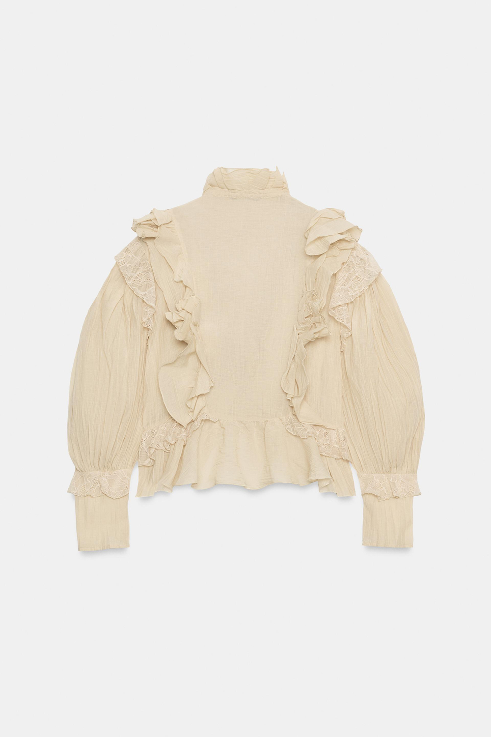 ZARA РОМАНТИЧНАЯ РУБАШКА С ВОЛАНАМИ — ZW COLLECTION, ЦВЕТ СЛОНОВОЙ КОСТИ