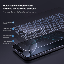 Защитное стекло с прозрачными рамками от Nillkin для смартфона iPhone 16 Pro, серия H+Pro Anti-Explosion Glass Screen Protector (в комплекте ванночка для установки)