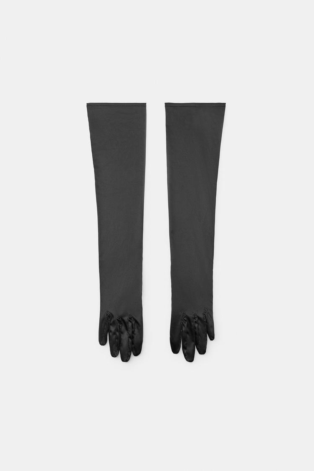 ZARA ДЛИННЫЕ АТЛАСНЫЕ ПЕРЧАТКИ, ЧЕРНЫЙ