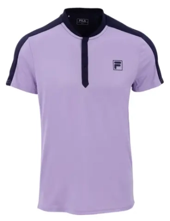Мужское теннисное поло Fila Henley Taavi - lavender/aqua blue graphic comb