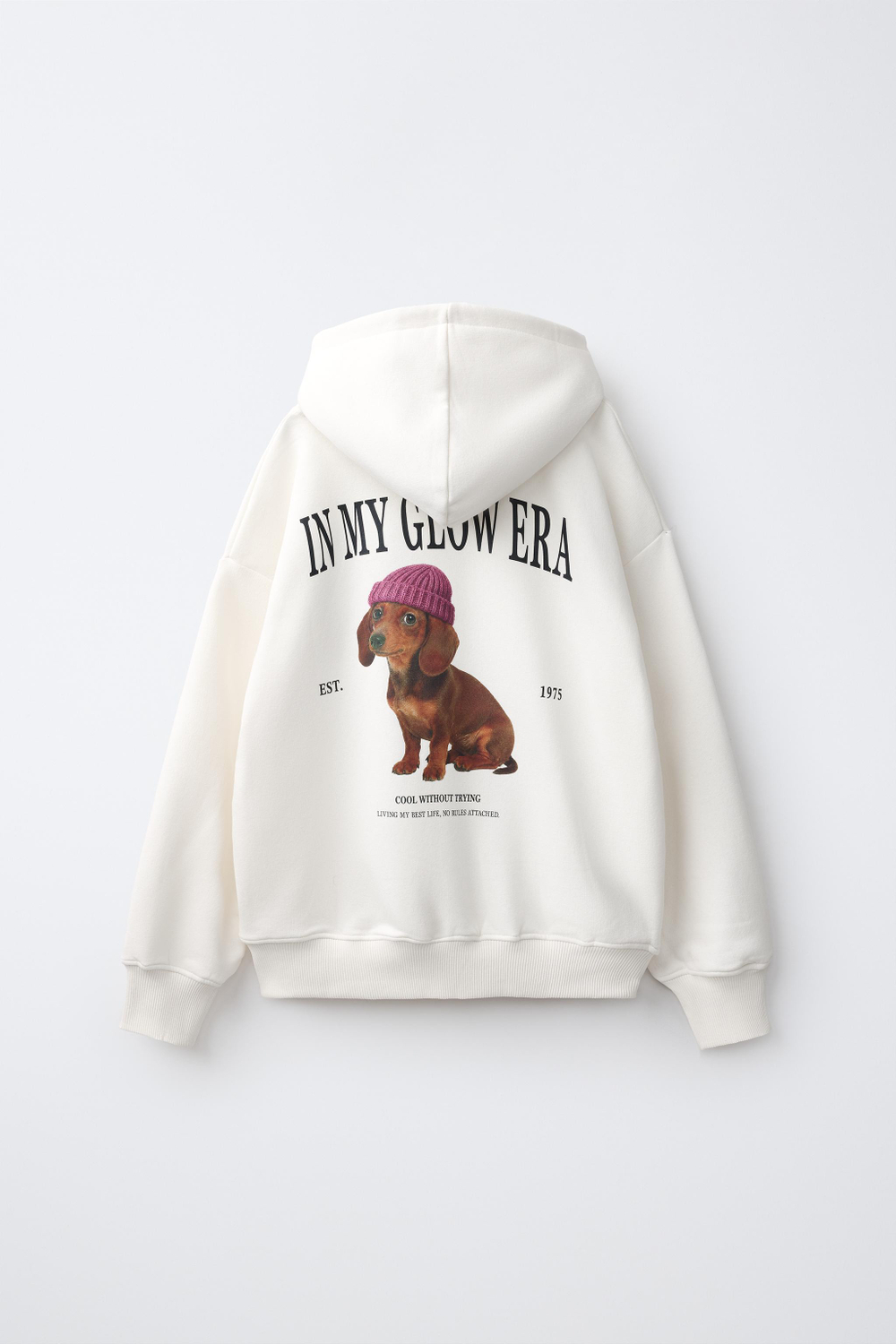 ZARA ХУДИ С ПРИНТОМ «СОБАКА», ЭКРЮ