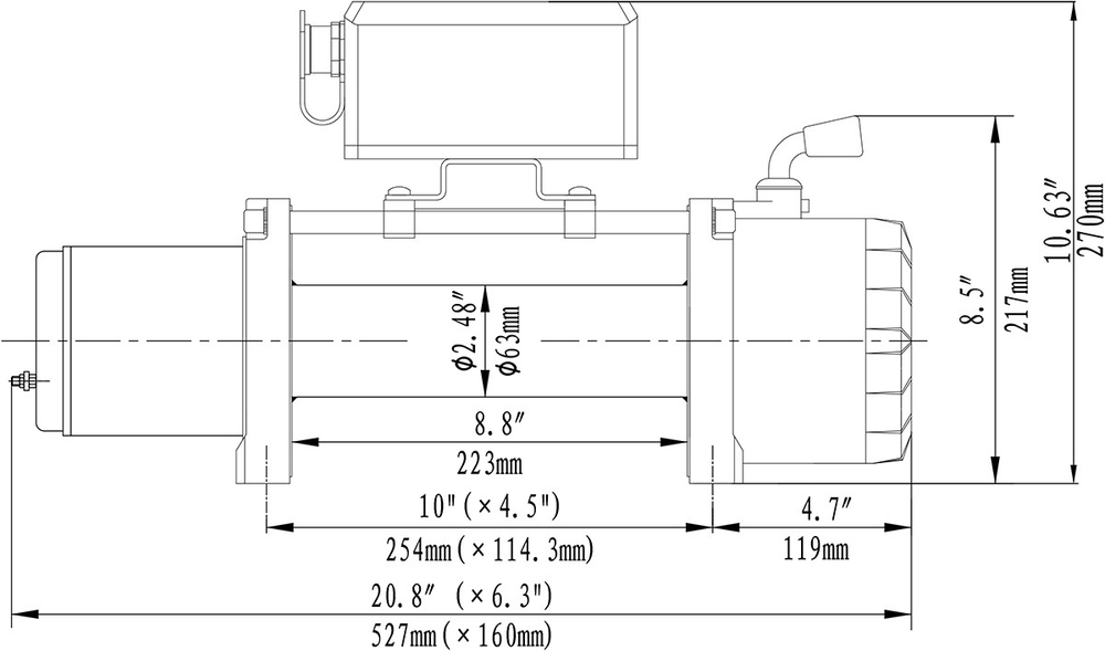 Лебёдка автомобильная электрическая 12V Runva 6000 lbs 2722 кг
