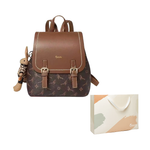 15 MINS PVC Synthetic Leather Backpack Travel Monogram Backpack Large Women"s Coffee