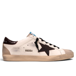 Men's Golden Goose Super-Star with Brown Star and Python-Print Heel Tab