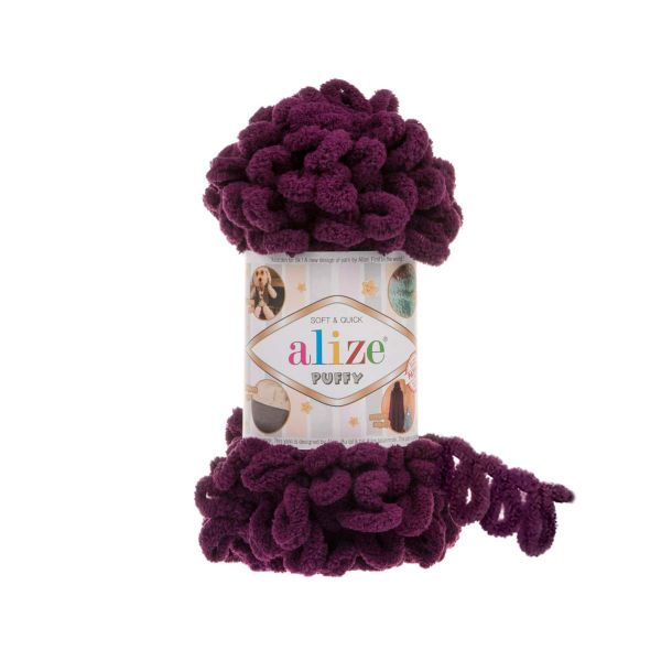 Пряжа Alize (Ализе) Puffy / уп.5 мот. по 100 г, 9м, 111 сливовый A