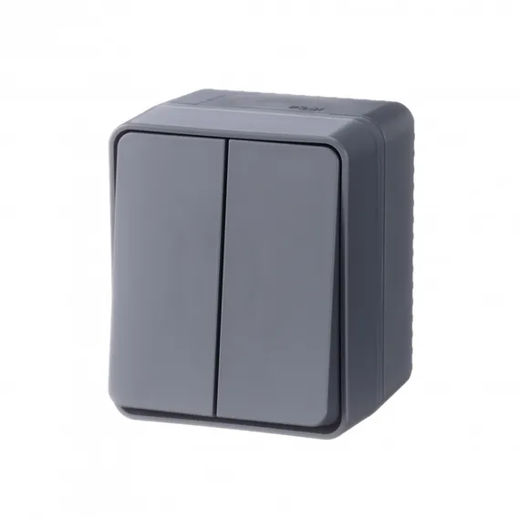 Выключатель двухклавишный IP54 Systeme Electric AtlasDesign Profi54 Антрацит ATN544051