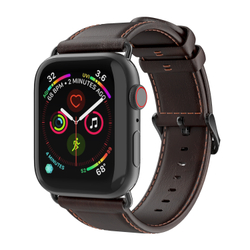 Ремешок из натуральной кожи кофейного цвета от Dux Ducis для смарт часов Apple Watch 42, 44, 45, 46, 49мм, серия Business Series