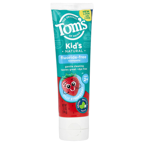 Tom's of Maine, Детская натуральная зубная паста, без фтора, для детей от 2 лет, со вкусом клубники, 144 г (5,1 унции)