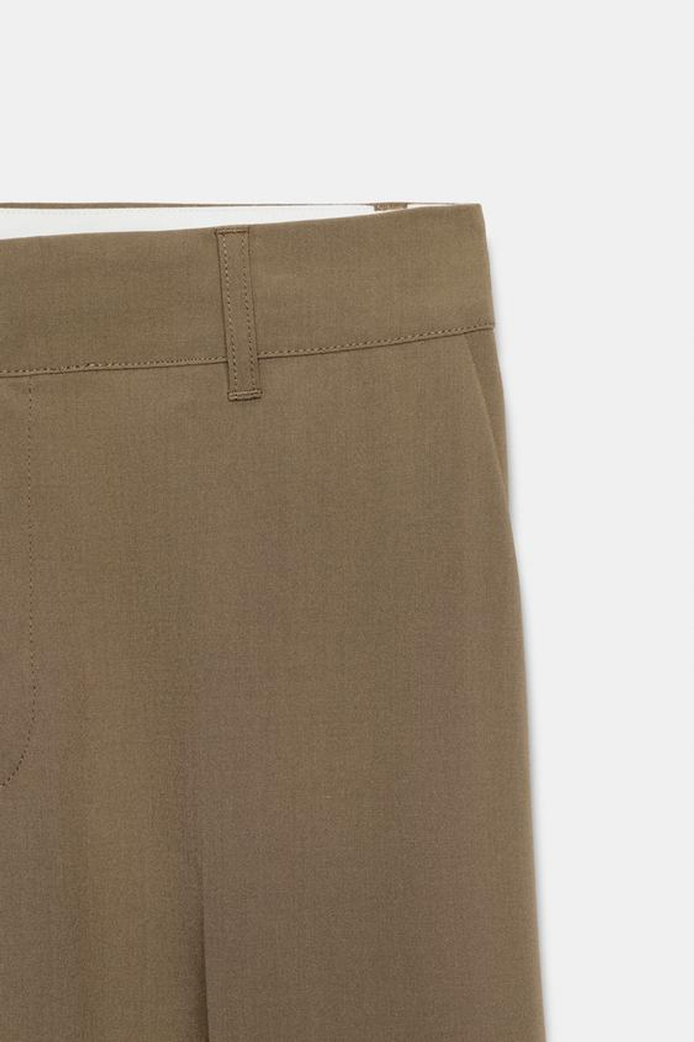 ZARA БРЮКИ ПРЯМОГО КРОЯ С НИЗКОЙ ПОСАДКОЙ, СЕРО-КОРИЧНЕВЫЙ