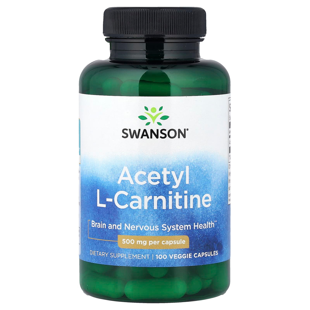 Swanson Vitamins, Ацетил L-карнитин, 500 мг, 100 растительных капсул