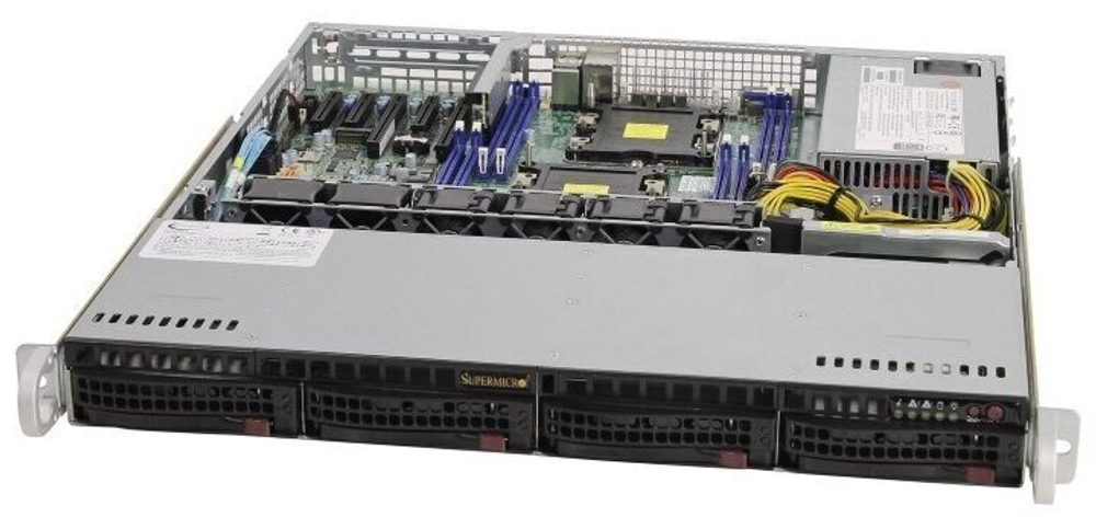Сервер Supermicro SuperServer 6019P-MTR без процессора/без ОЗУ/без накопителей/количество отсеков 3.5 hot swap: 4/800 Вт/LAN 1 Гбит/c