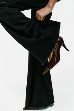 ZARA КОЖАНЫЕ ТУФЛИ НА КАБЛУКЕ, КОРИЧНЕВЫЙ