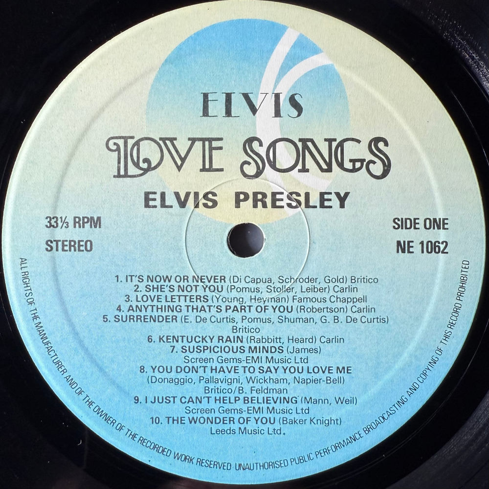 Elvis Presley ‎– Elvis Love Songs (Англия 1979г.)