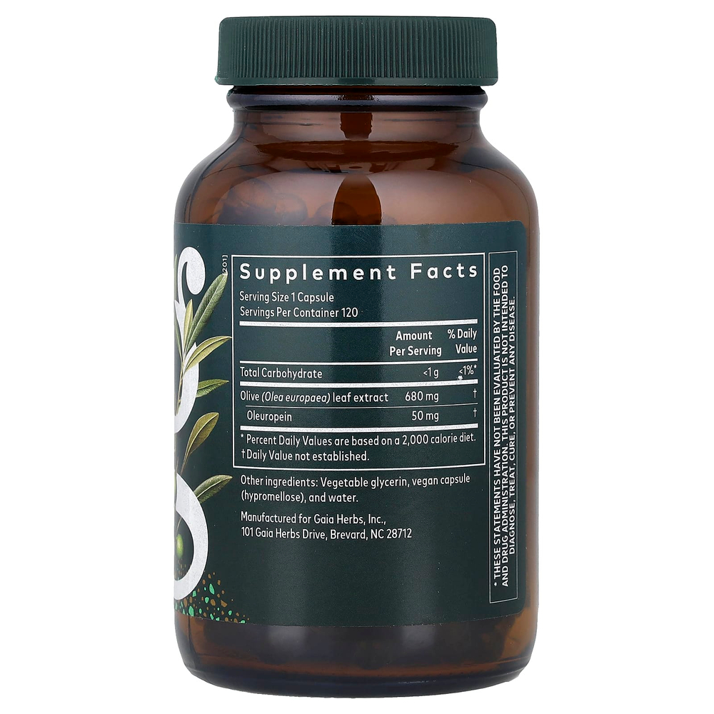 Gaia Herbs, лист оливкового дерева, 120 капсул Phyto-Caps®