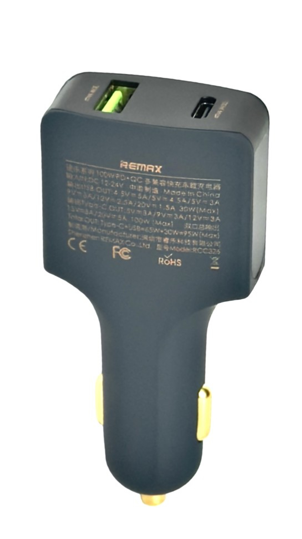Автомобильное заряд. устр. Remax RCC326 1USB/1C 3A 100W черное