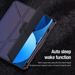 Чехол книжка синего цвета от Nillkin для Apple iPad Pro 11 с 2024 года, серия Bumper Pro Case-Multi Angle Folding Style, многофункциональный складной стиль