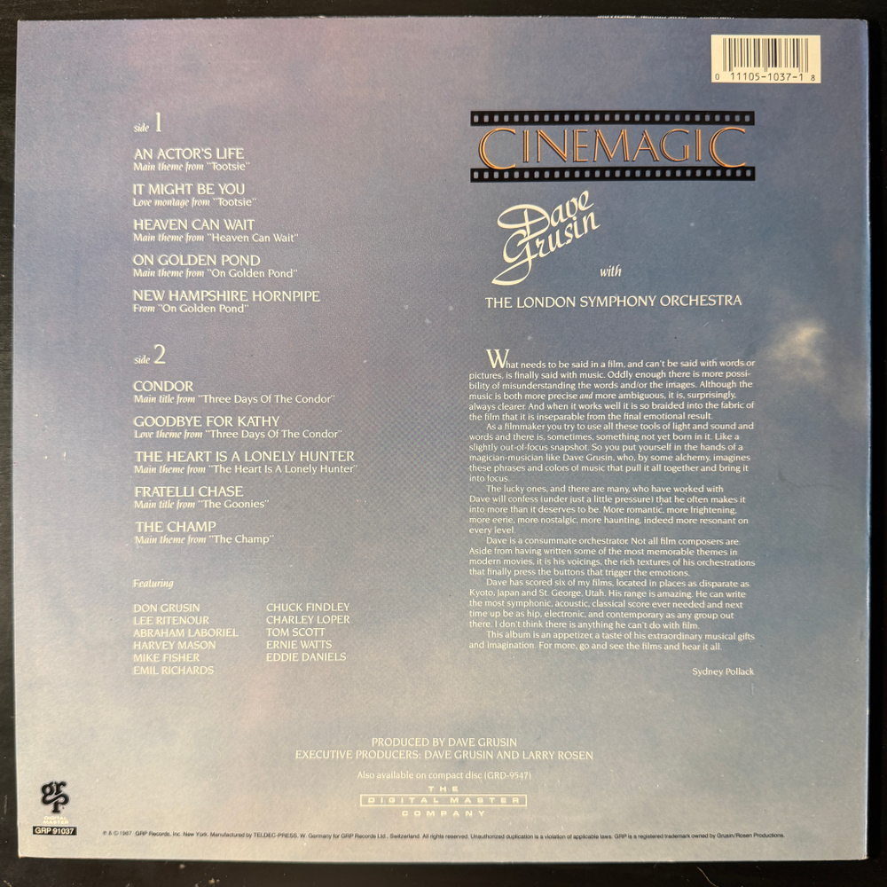 Dave Grusin ‎– Cinemagic (Швейцария 1987г.)