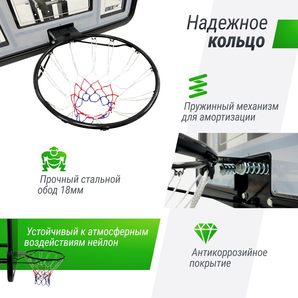 Баскетбольный щит UNIX Line B-Backboard-PVC 44"x30" (110 х 75 см) R45