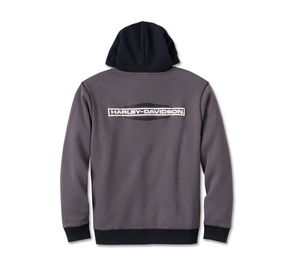 Худи Men's Kickstart Pullover Hoodie - Colorblock - Harley Black & Blackened Pearl Harley-Davidson