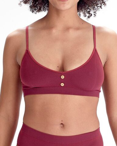 Эко-бюстгальтер в мелкий рубчик Eco-wear (Размер: M-L) (Цвет: бордовый)