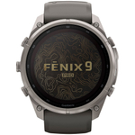 Garmin Fenix 9 PRO INREACH, 51 мм, SOLAR, Sapphire Titanium with Pebble Gray/Silver Gray Silicone Band