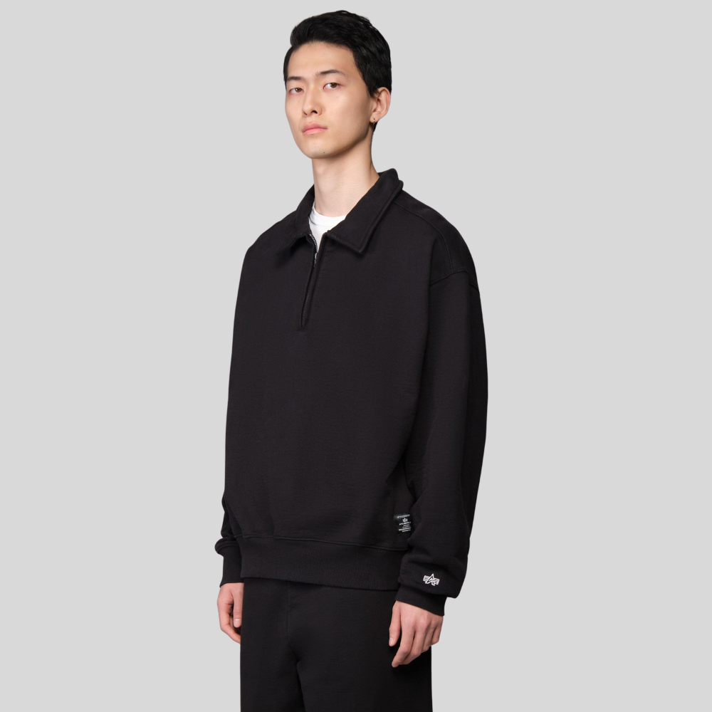 Свитшот Alpha Industries Essential 1/4 Zip Relaxed Fit Sweatshirt Black (Черный)