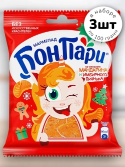 Мармелад Бон Пари Мандарин и Имбирный Пряник 100 г * 3 шт