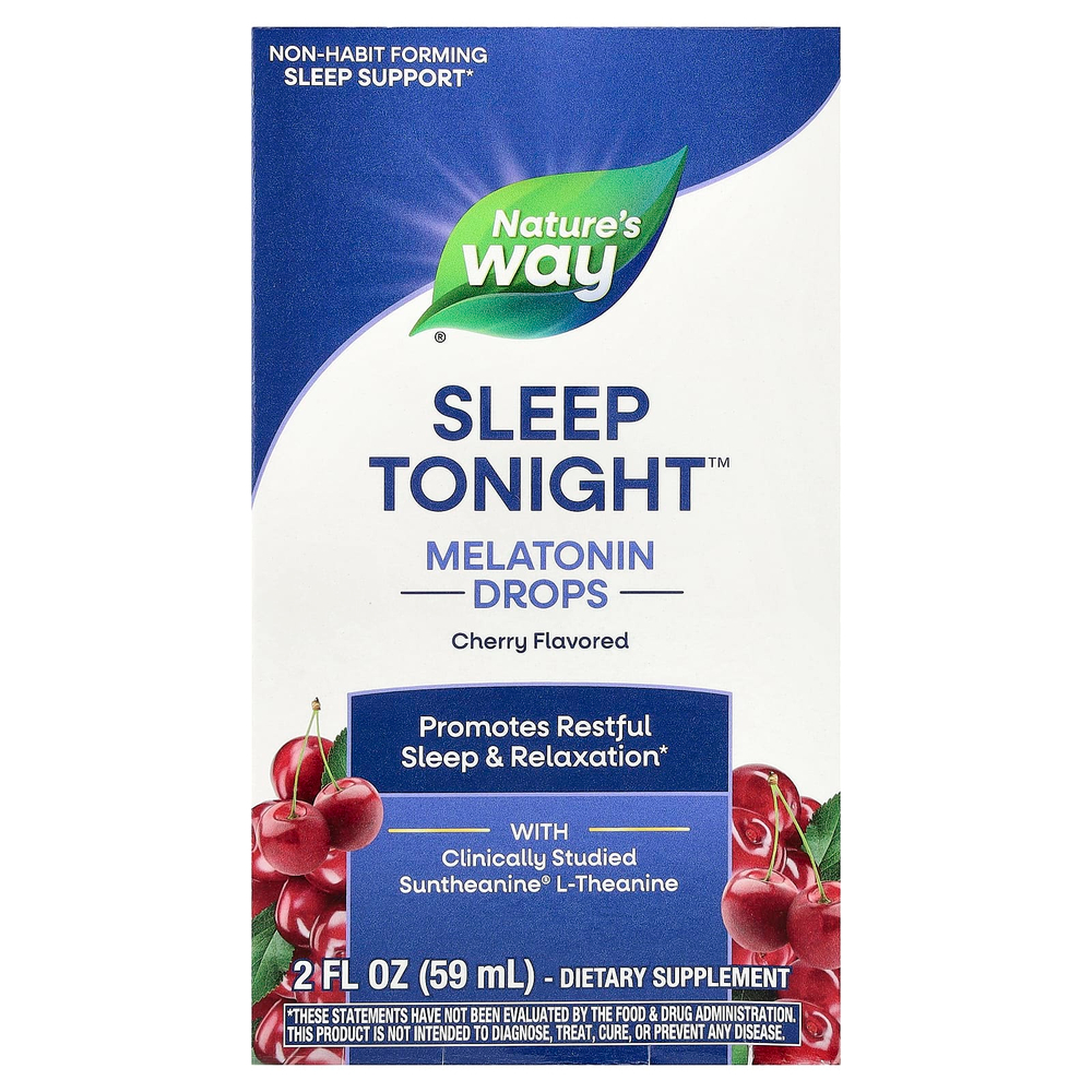 Nature's Way, Sleep Tonight™, мелатонин, капли, вишня, 59 мл (2 жидк. унции)