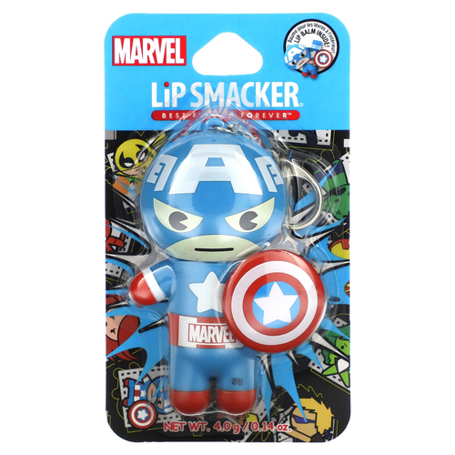 Lip Smacker, Marvel Captain America, бальзам для губ, красный, белый и сине-ягодный, 4 г (0,14 унции)