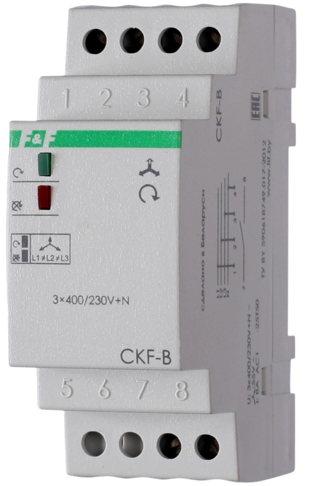 Реле контроля фаз CKF-B 380В 50Гц 8A  ЕВРОАВТОМАТИКА.