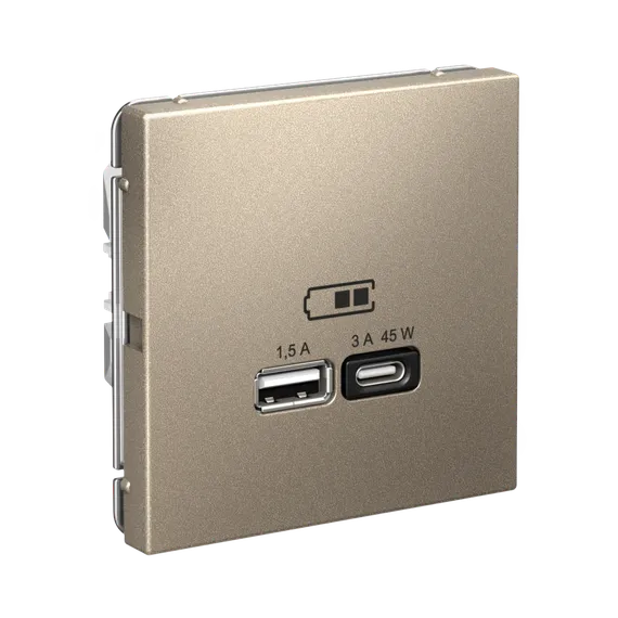 Розетка с USB A+C Systeme Electric ArtGallery Шампань GAL000529