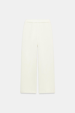 ZARA БРЮКИ ИЗ МЯГКОЙ ТКАНИ НА ШНУРКЕ, ЖЕЛТОВАТО-БЕЛЫЙ