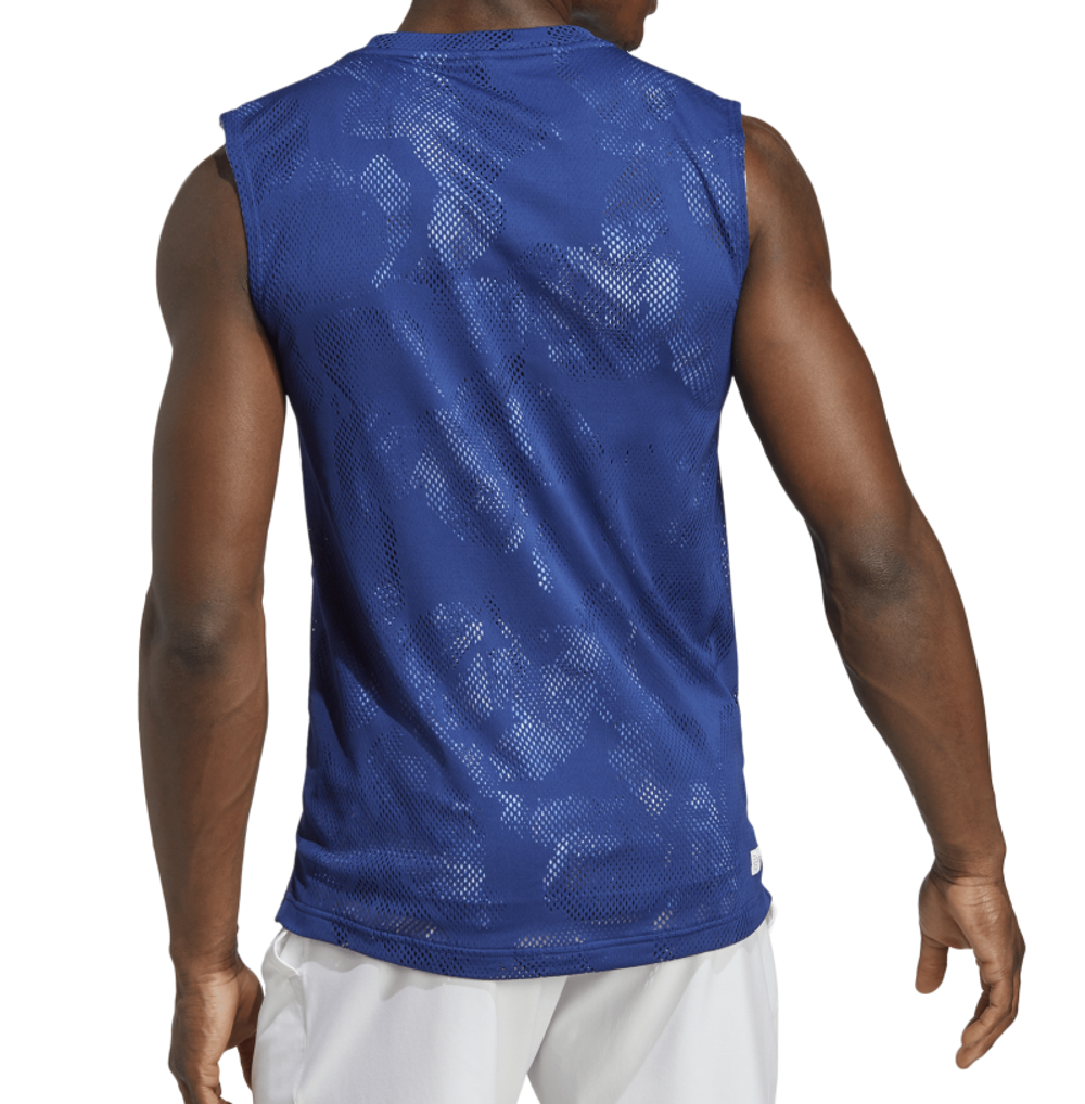 Футболка мужская теннисная Adidas Melbourne Tennis Sleeveless Tee - victory blue