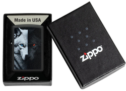 Зажигалка ZIPPO Two Wolves с покрытием Black Matte, латунь/сталь, черная, 38x13x57 мм, шт