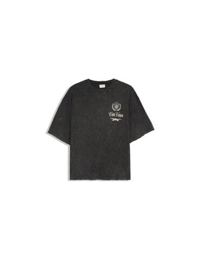 Мужская футболка boxy fit с коротким рукавом и принтом - BERSHKA
