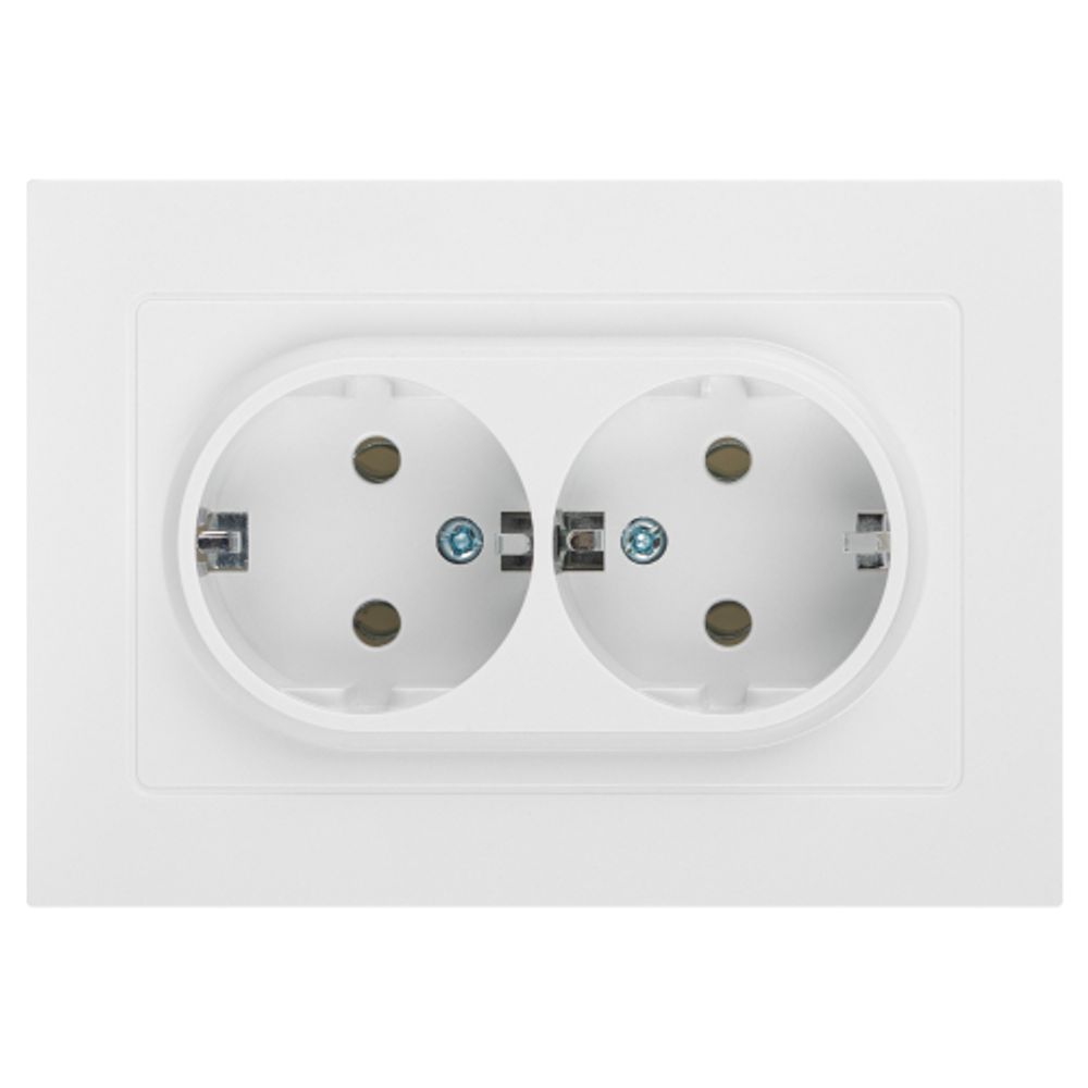Розетка Intro Accent 6-205-01 двойная 2X2P+E Schuko 16А-250В IP20 СУ AL/CU белый | Intro