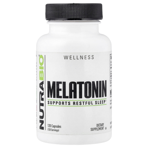 NutraBio, Мелатонин, 120 капсул (3 мг в каждой капсуле)