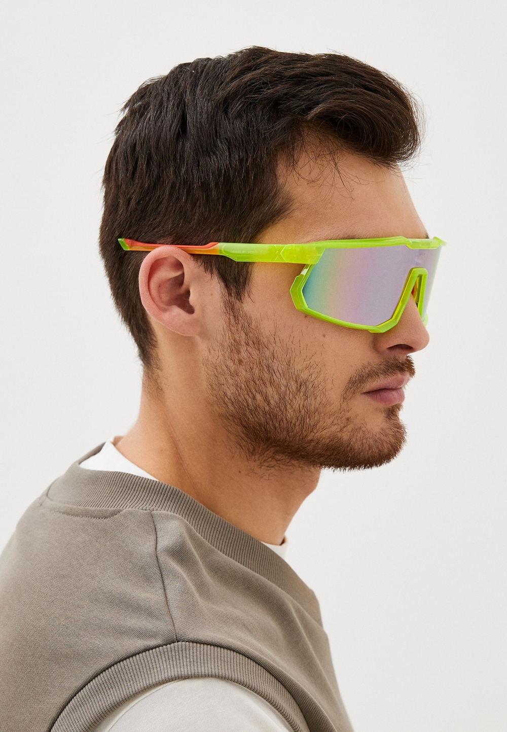 Спортивные очки с диоптриями HILX Big Head / Shiny Yellow Orange / Light Purple Lens