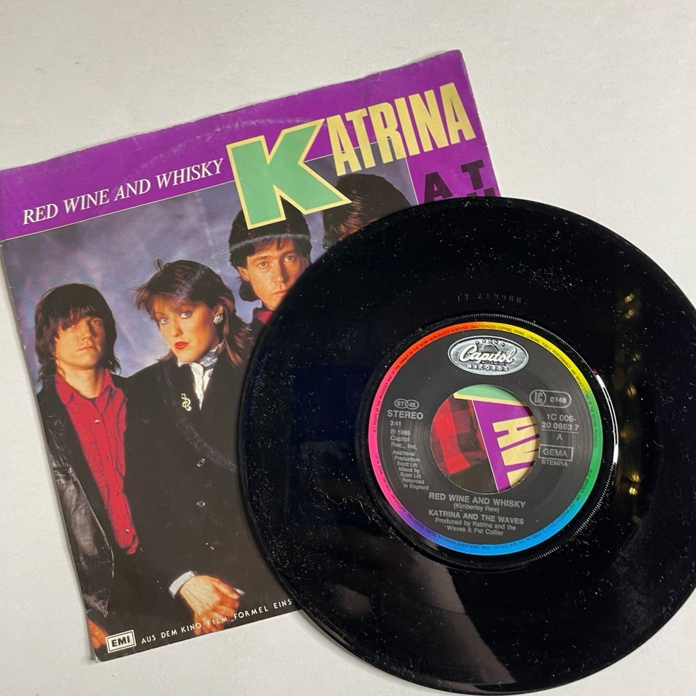 Винтажная виниловая пластинка LP Katrina And The Waves Red Wine And Whisky (Germany 1985) 7 дюймов, 45 RPM, Single