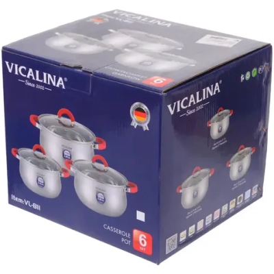 Набор посуды из нержавеющей стали VICALINA 3 предмета (3 кастрюли 1,9л, 2,6л, 3,7л) VL-811